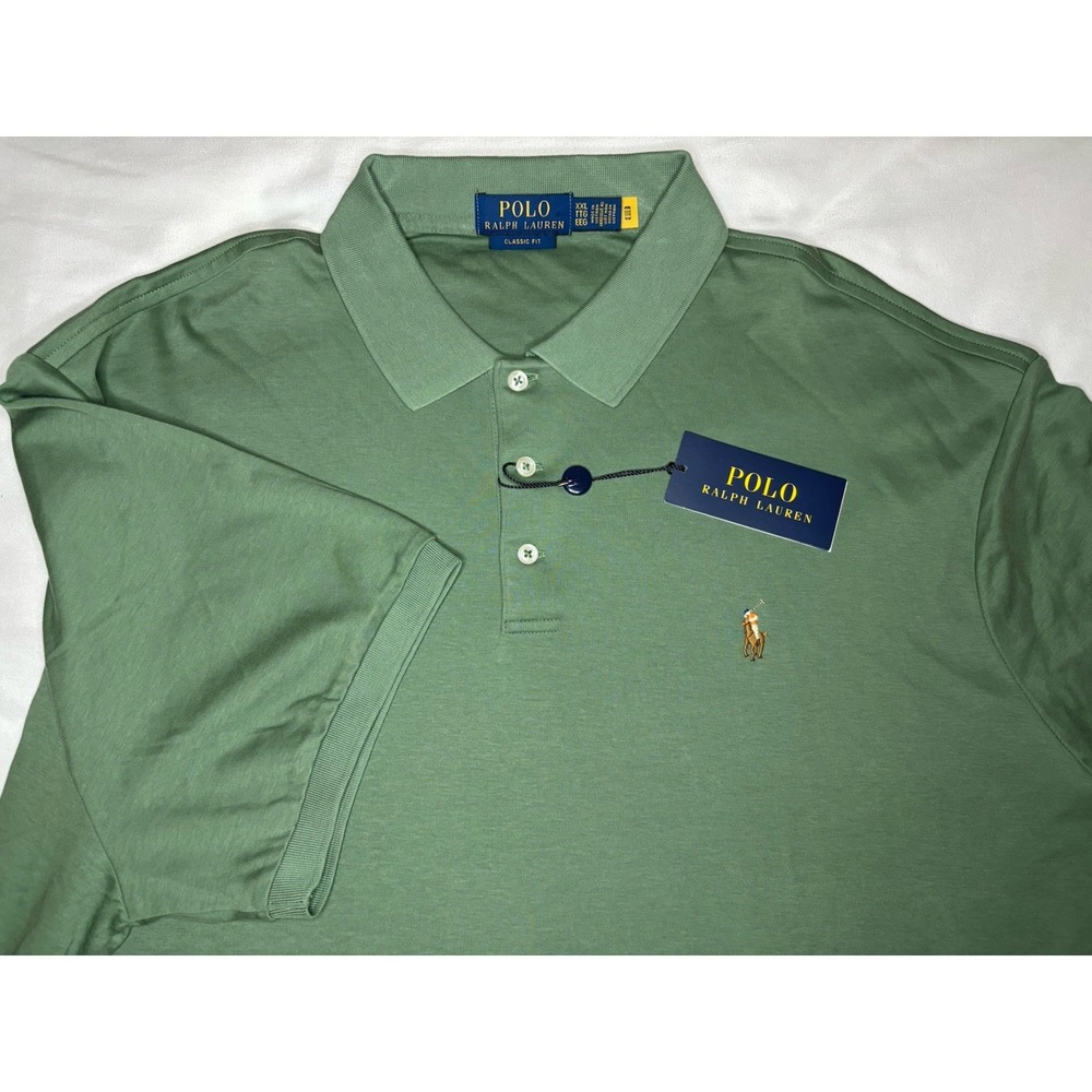 Polo Ralph Lauren Classic Fit Polo Shirt Mens 2XL Green Soft Flesh Pony NWT $118